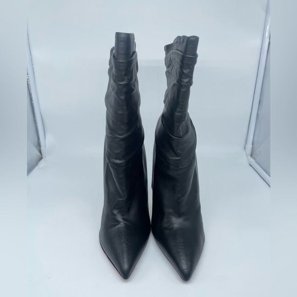 Christian Louboutin Ishtar Black Leather Mid Calf Pointed Stiletto Heels Boots - Picture 5 of 14